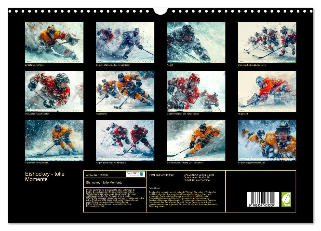 Bild: 9783457463369 | Eishockey - tolle Momente (Wandkalender 2026 DIN A3 quer), CALVENDO...