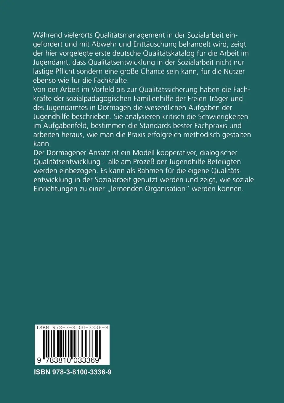 Rückseite: 9783810033369 | Dormagener Qualitätskatalog der Jugendhilfe | Stadt Dormagen | Buch