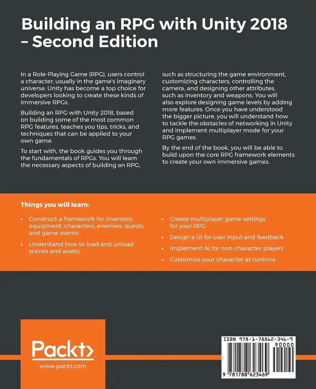 Rückseite: 9781788623469 | Building an RPG with Unity 2018 - Second Edition | Vahé Karamian