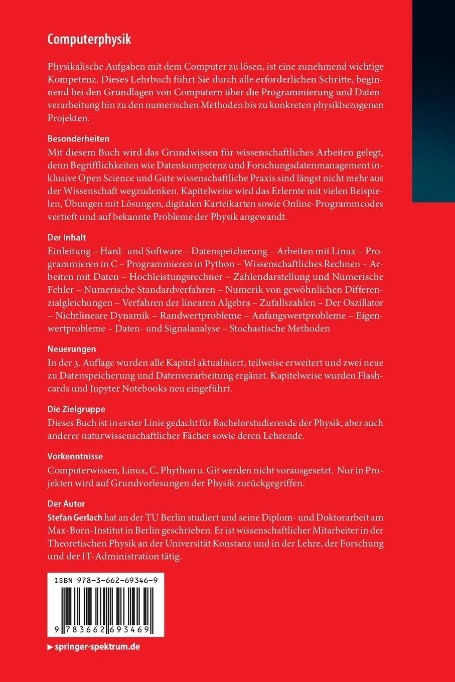 Rückseite: 9783662693469 | Computerphysik | Stefan Gerlach | Bundle | Paperback | 1 Taschenbuch