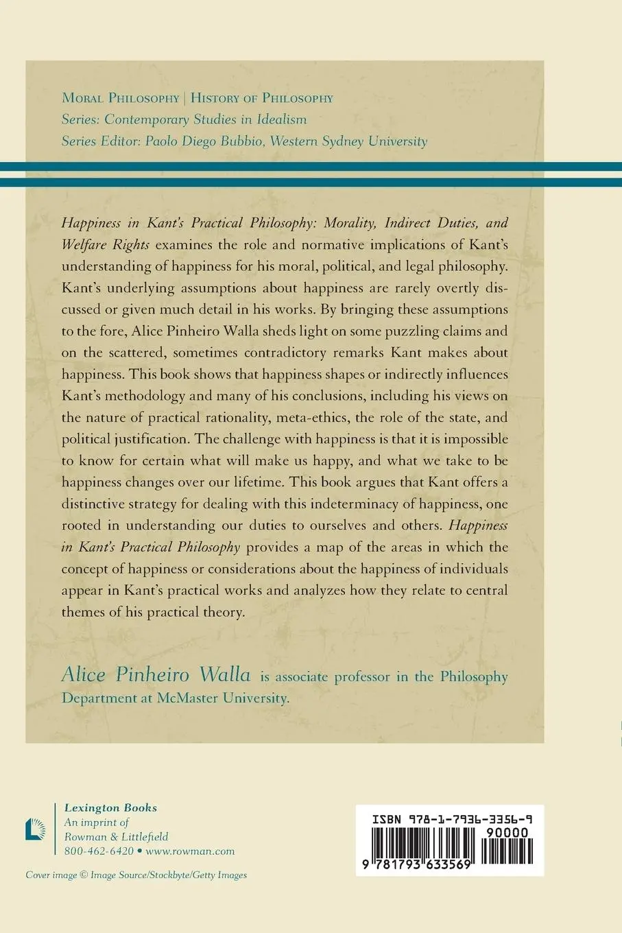 Rückseite: 9781793633569 | Happiness in Kant's Practical Philosophy | Alice Pinheiro Walla | Buch