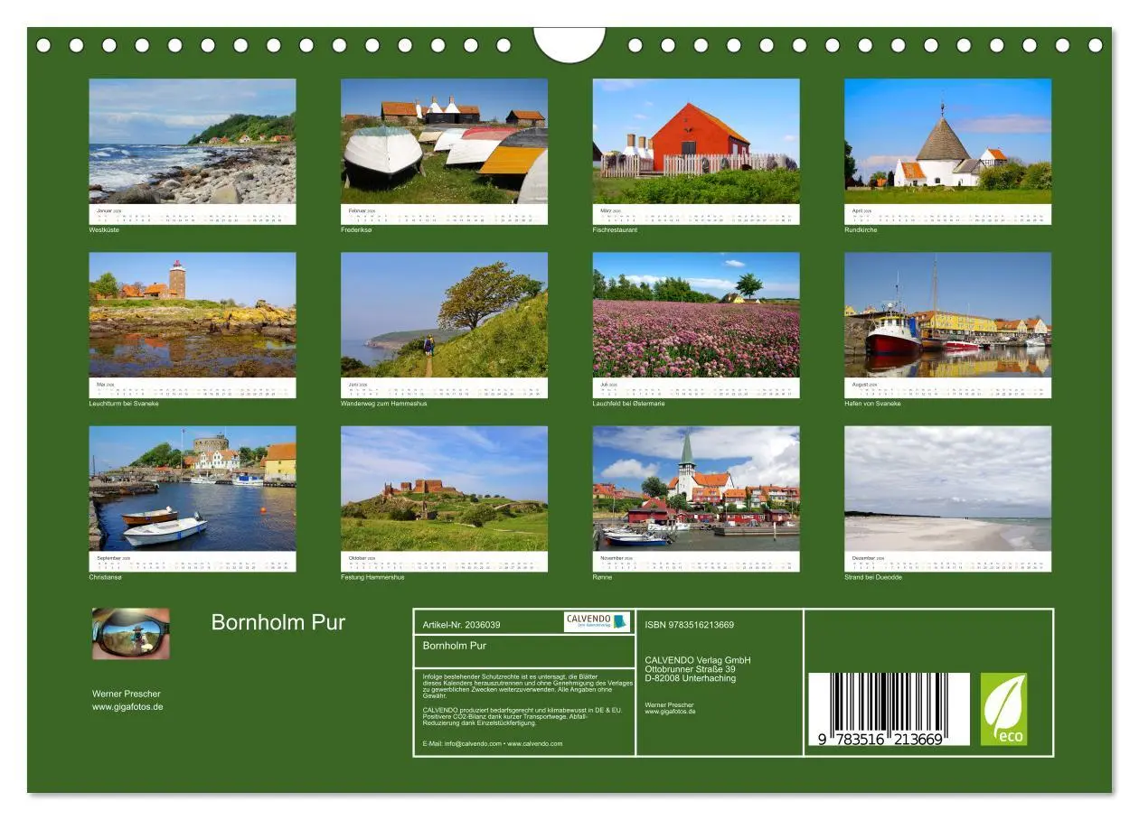 Bild: 9783516213669 | Bornholm Pur (Wandkalender 2026 DIN A4 quer), CALVENDO Monatskalender