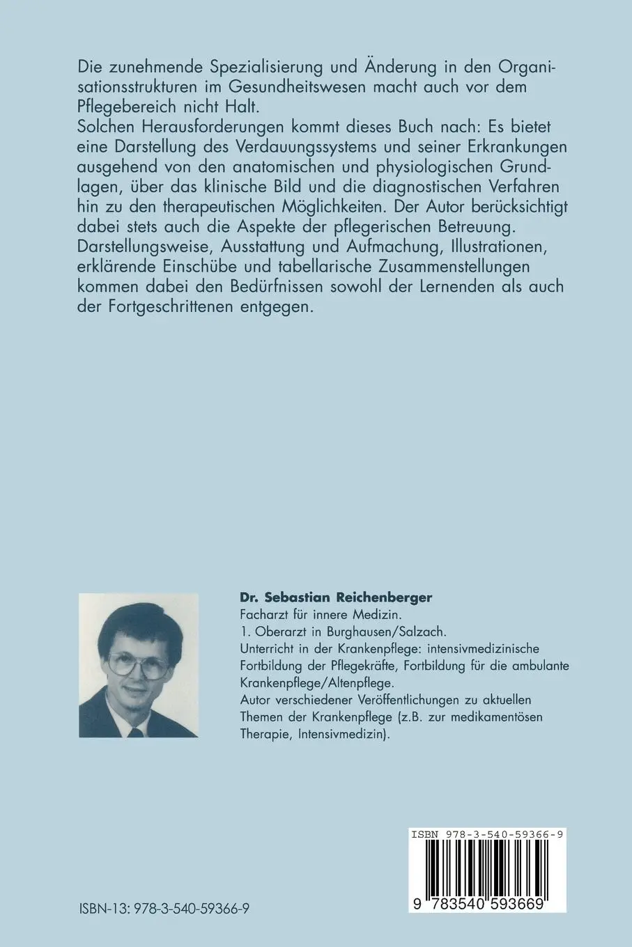 Rückseite: 9783540593669 | Gastroenterologie | Lehr- und Arbeitsbuch für Pflegeberufe | Buch
