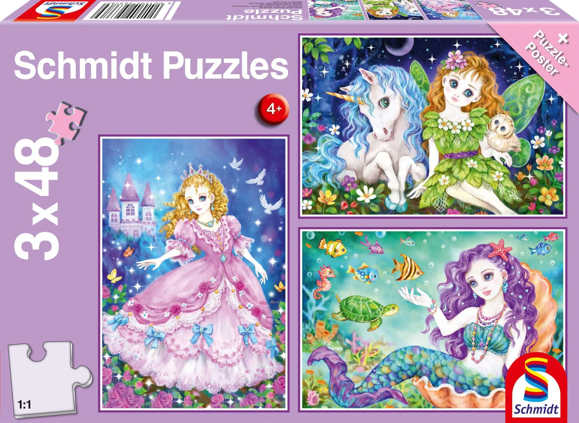 Cover: 4001504563769 | Prinzessin, Fee &amp; Meerjungfrau. Puzzle 3 x 24 Teile | Spiel | 56376