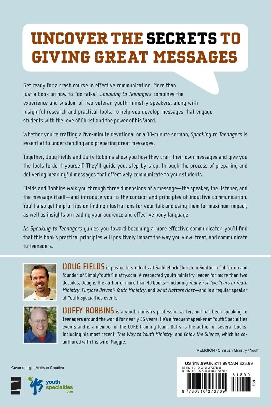Rückseite: 9780310273769 | Speaking to Teenagers | Doug Fields (u. a.) | Taschenbuch | Englisch