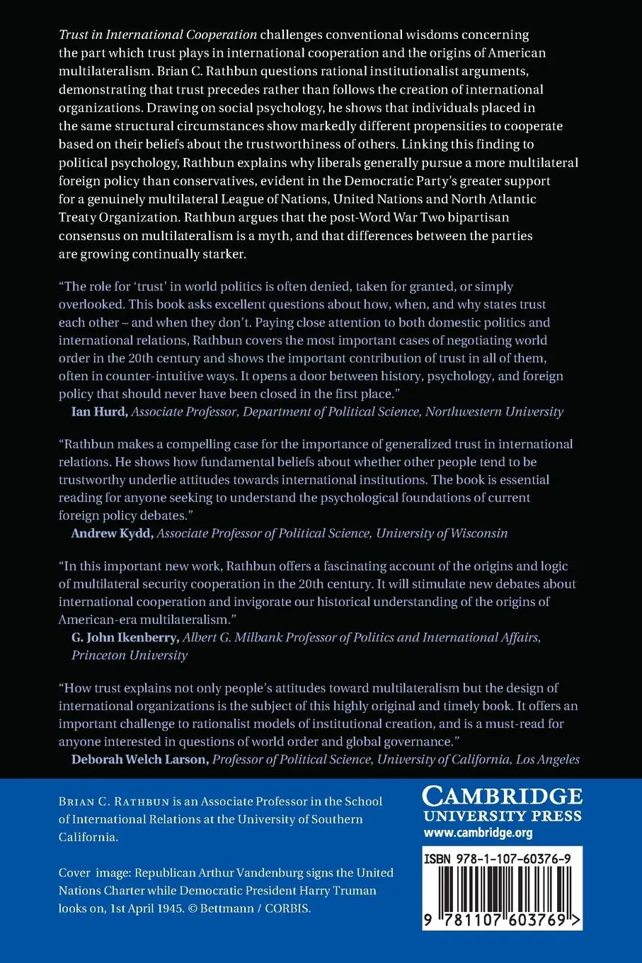 Rückseite: 9781107603769 | Trust in International Cooperation | Brian C. Rathbun | Taschenbuch
