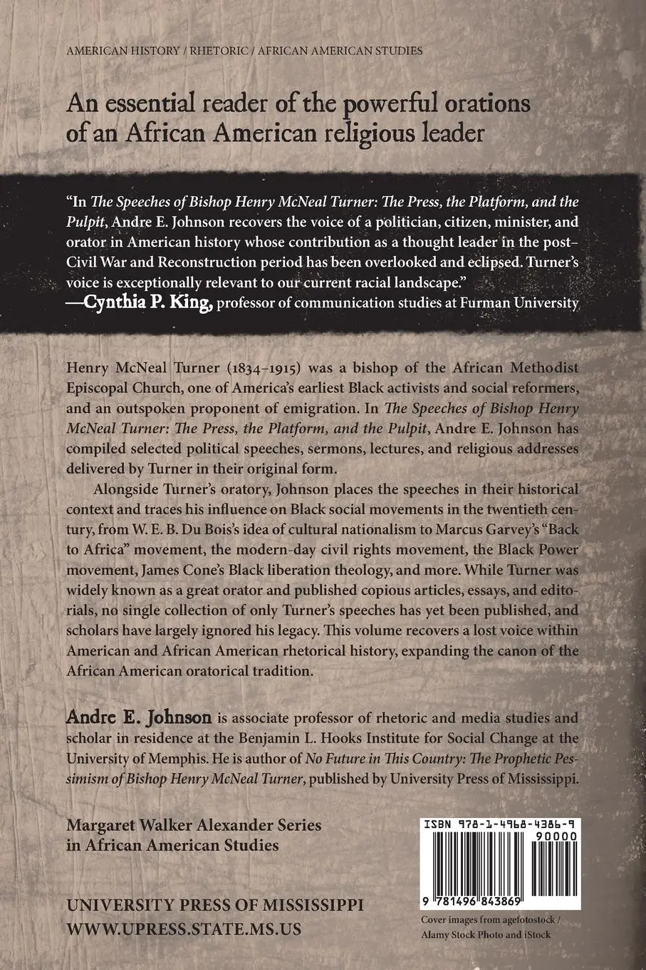 Rückseite: 9781496843869 | Speeches of Bishop Henry McNeal Turner | Andre E Johnson | Taschenbuch