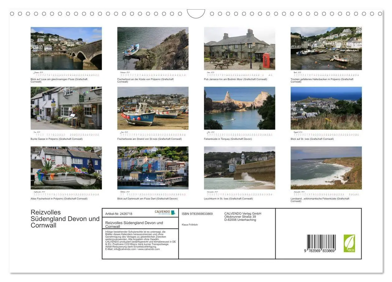 Bild: 9783569833869 | Reizvolles Südengland Devon und Cornwall (Wandkalender 2027 DIN A3...