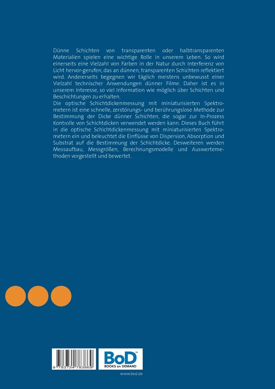 Rückseite: 9783734783869 | Optische Schichtdickenmessung mit miniaturisierten Spektrometern