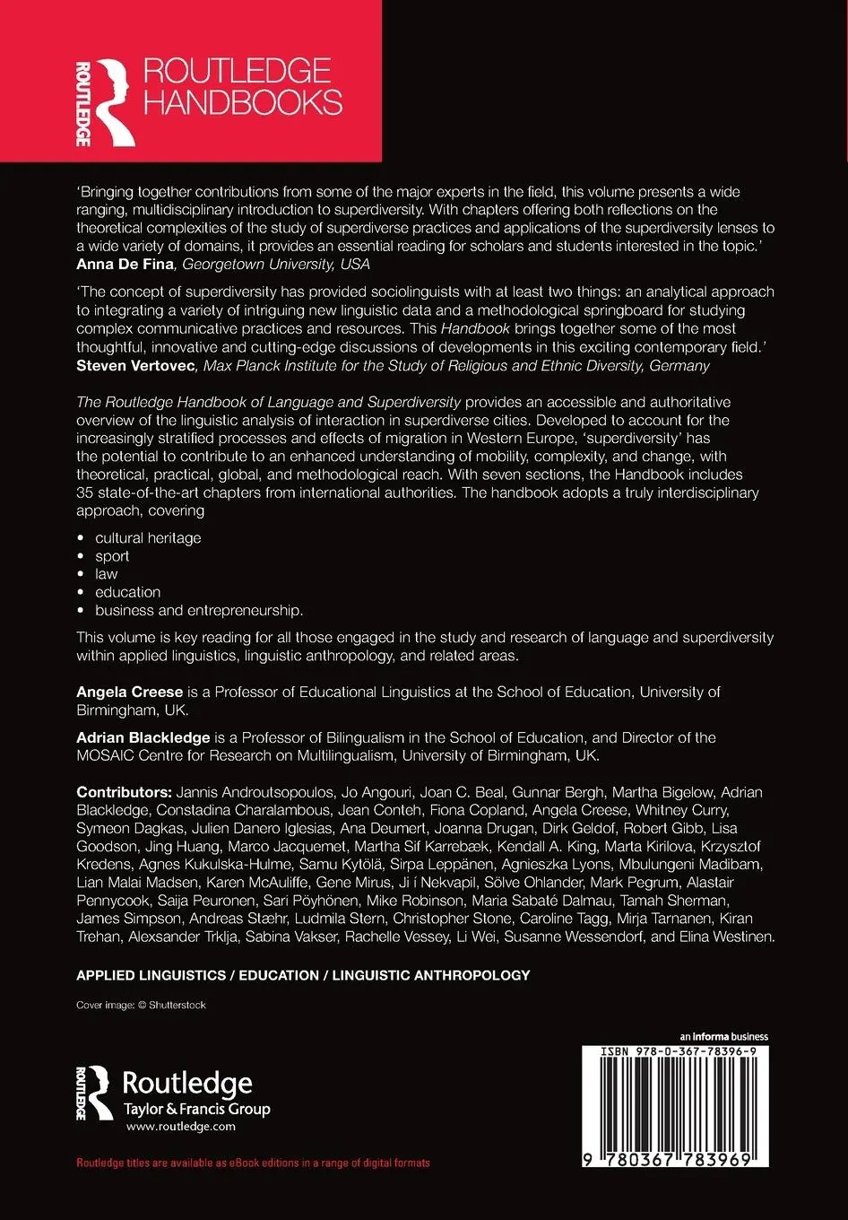 Rückseite: 9780367783969 | The Routledge Handbook of Language and Superdiversity | Creese (u. a.)