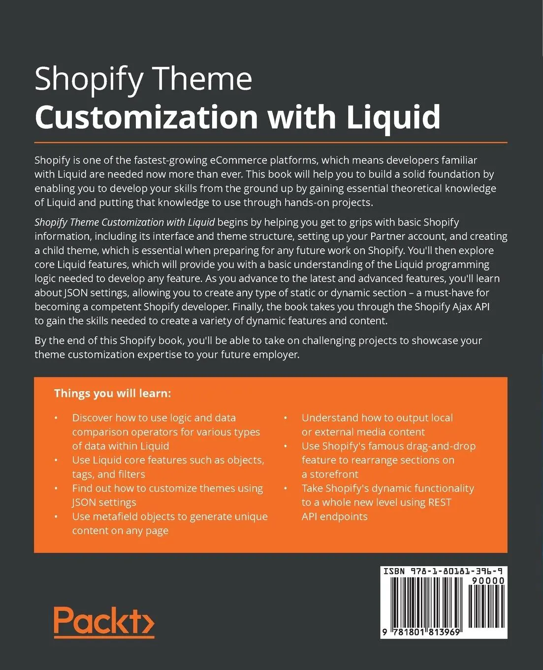 Rückseite: 9781801813969 | Shopify Theme Customization with Liquid | Ivan Djordjevic | Buch