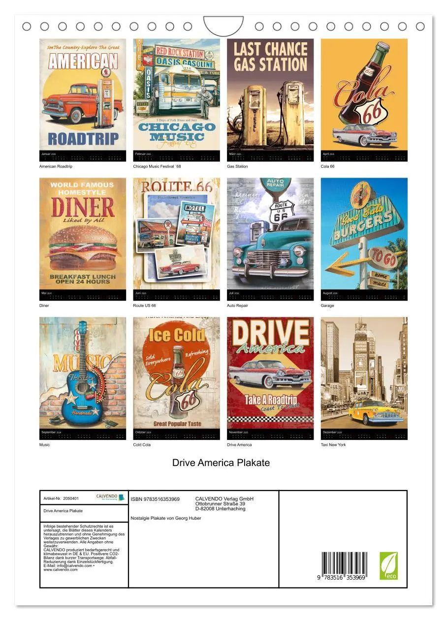 Bild: 9783516353969 | Drive America Plakate (Wandkalender 2026 DIN A4 hoch), CALVENDO...