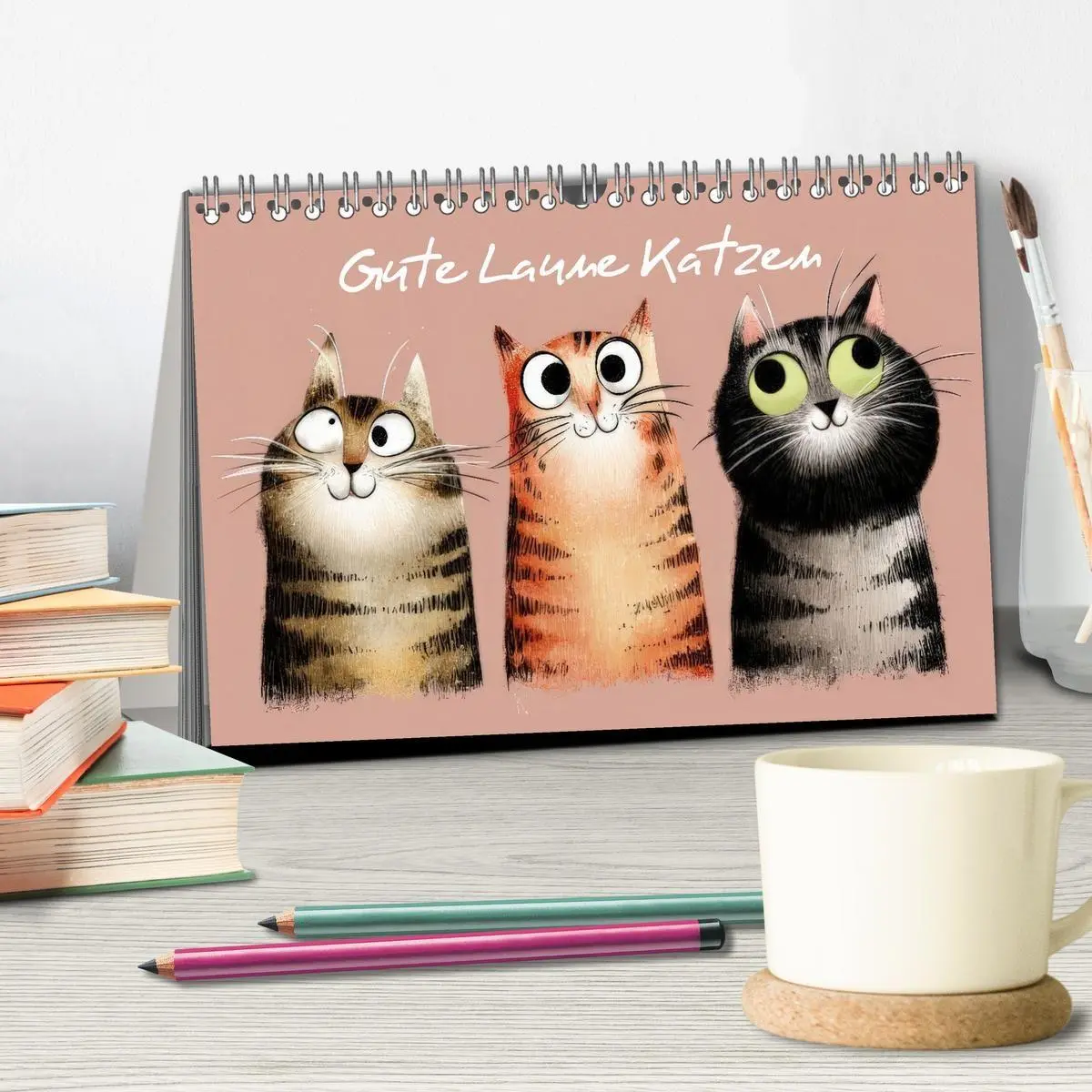 Bild: 9783516733969 | Gute Laune Katzen (Tischkalender 2026 DIN A5 quer), CALVENDO...