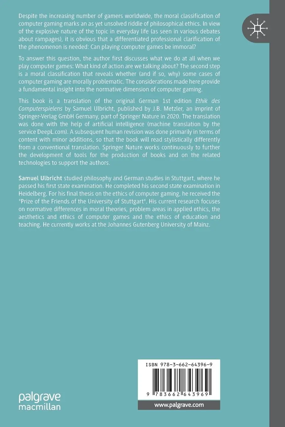 Rückseite: 9783662643969 | Ethics of Computer Gaming | A Groundwork | Samuel Ulbricht | Buch