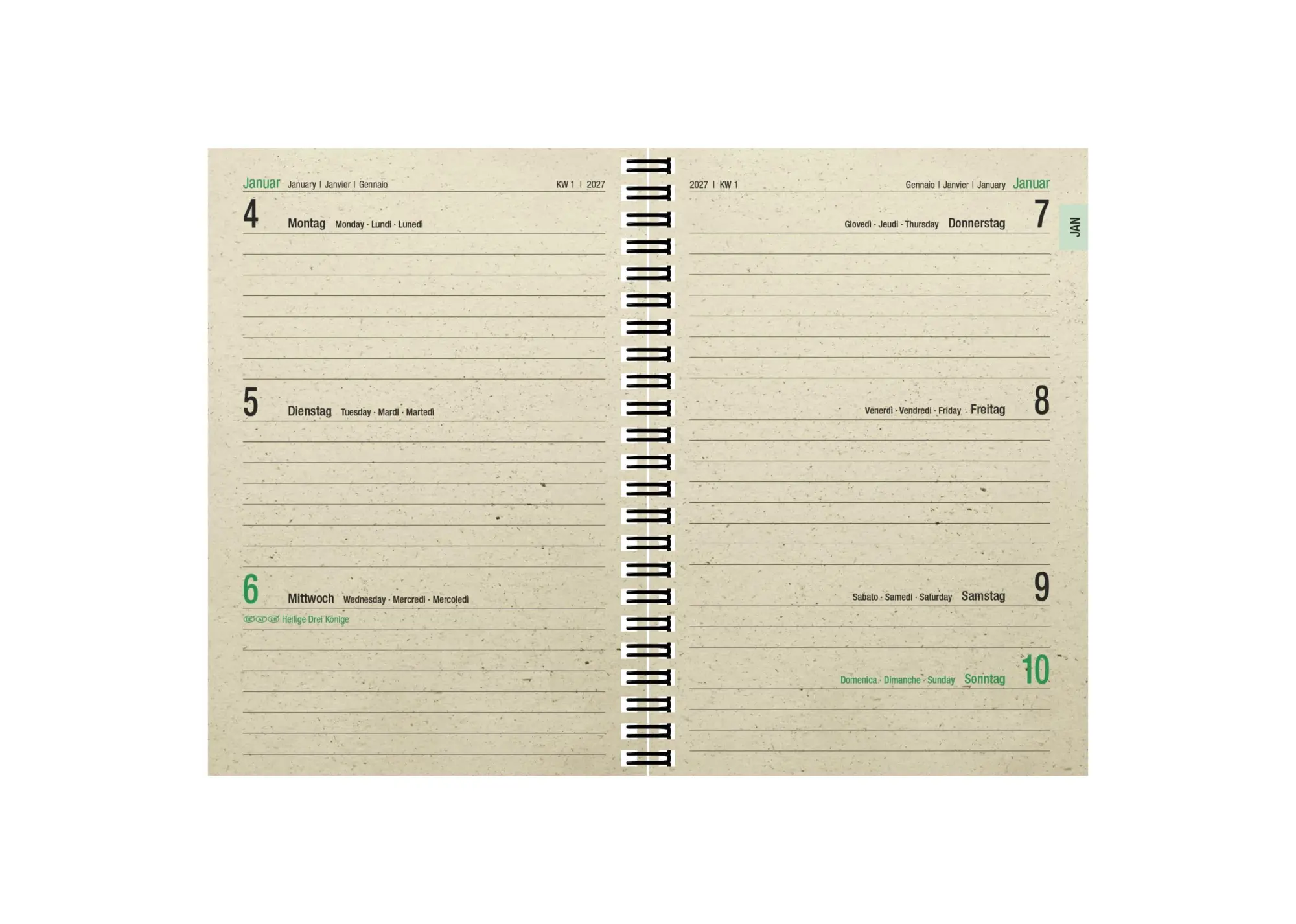 Bild: 4069095014169 | Wochenbuch 1W/2S Graspapier 2027 | Neumann Verlage GmbH &amp; Co KG | Buch