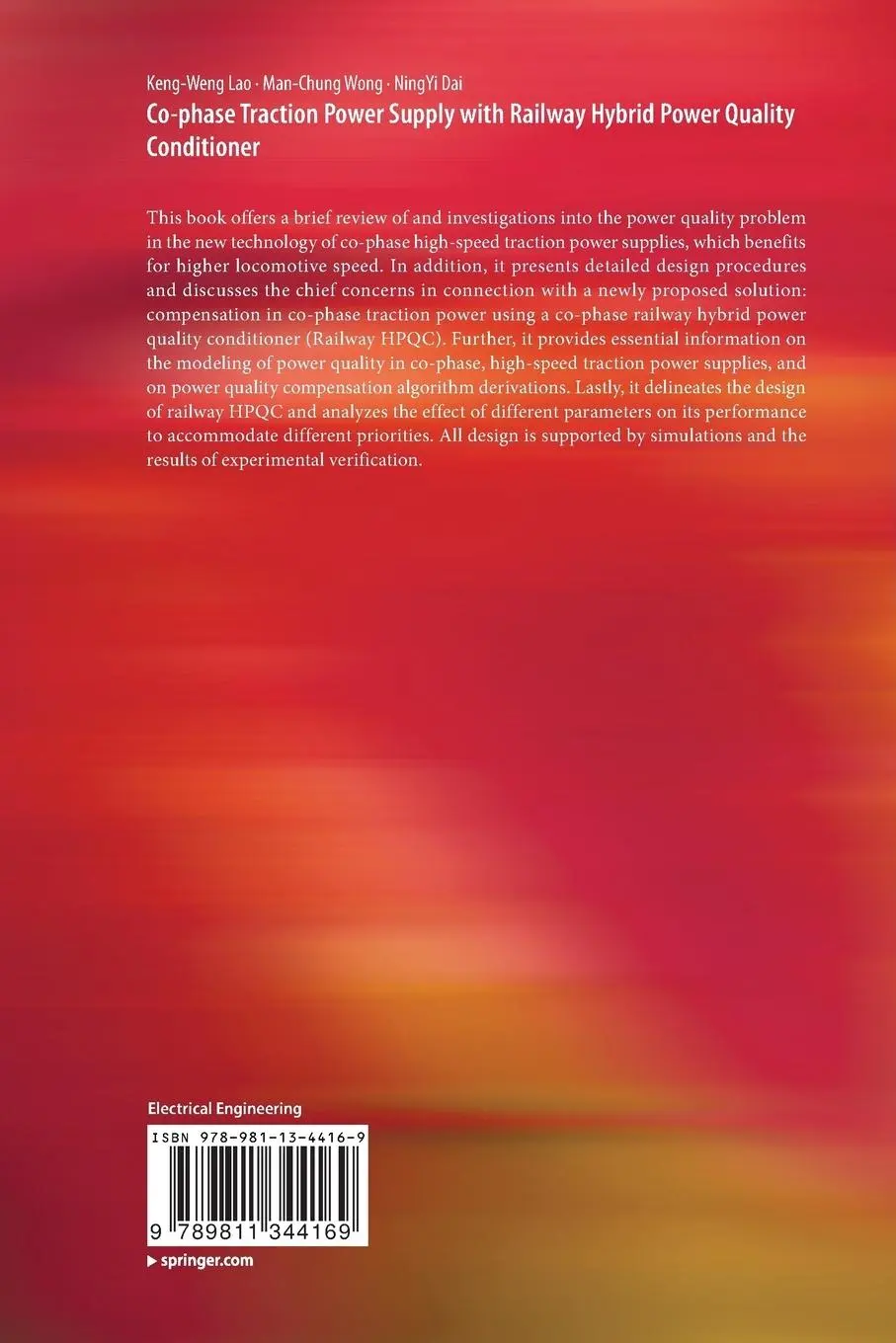 Rückseite: 9789811344169 | Co-phase Traction Power Supply with Railway Hybrid Power Quality...