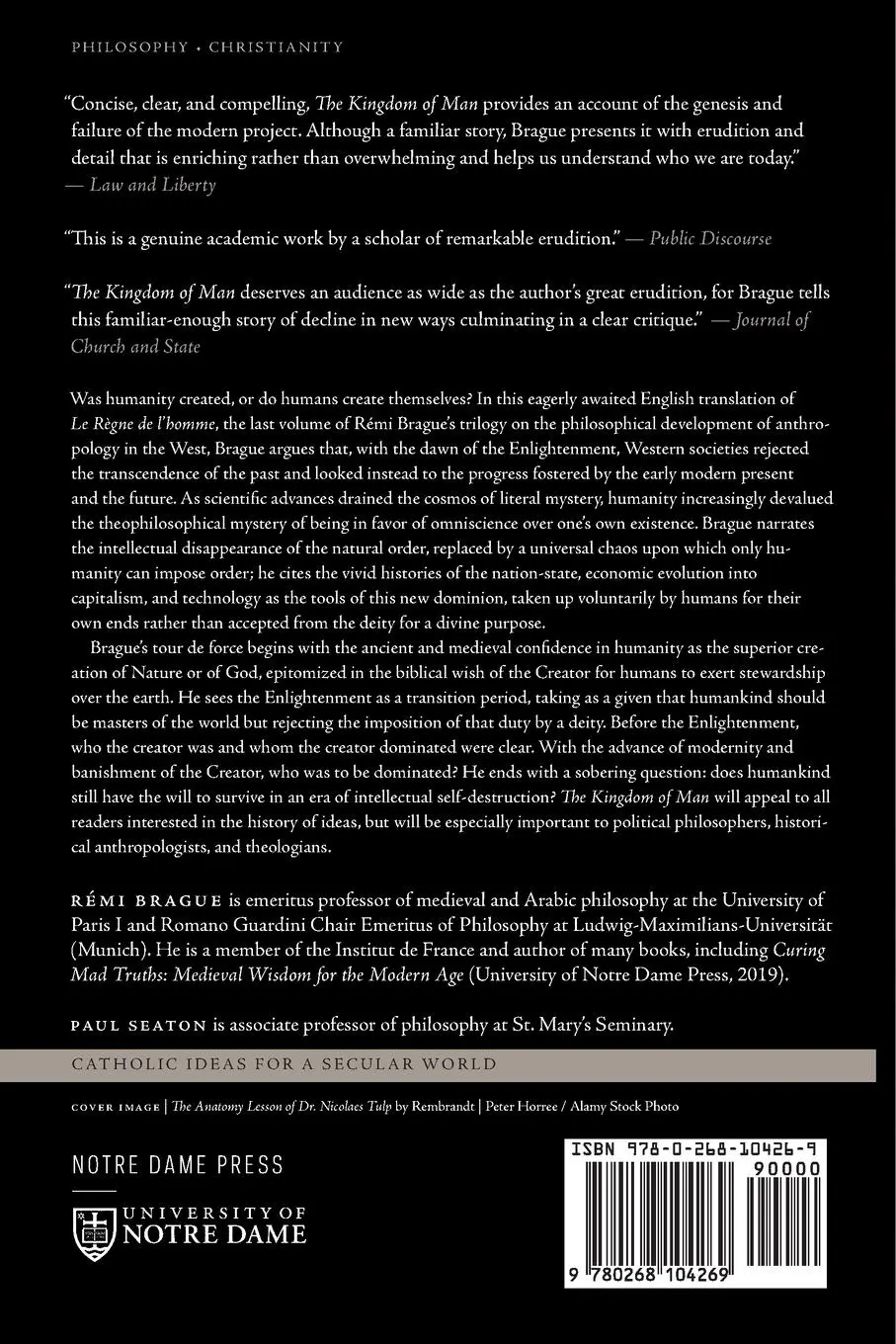 Rückseite: 9780268104269 | The Kingdom of Man | Genesis and Failure of the Modern Project | Buch