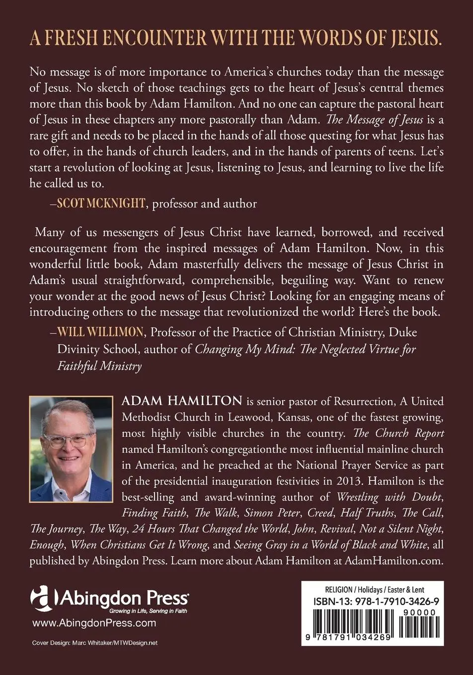 Rückseite: 9781791034269 | Message of Jesus Large Print | Adam Hamilton | Taschenbuch | Englisch