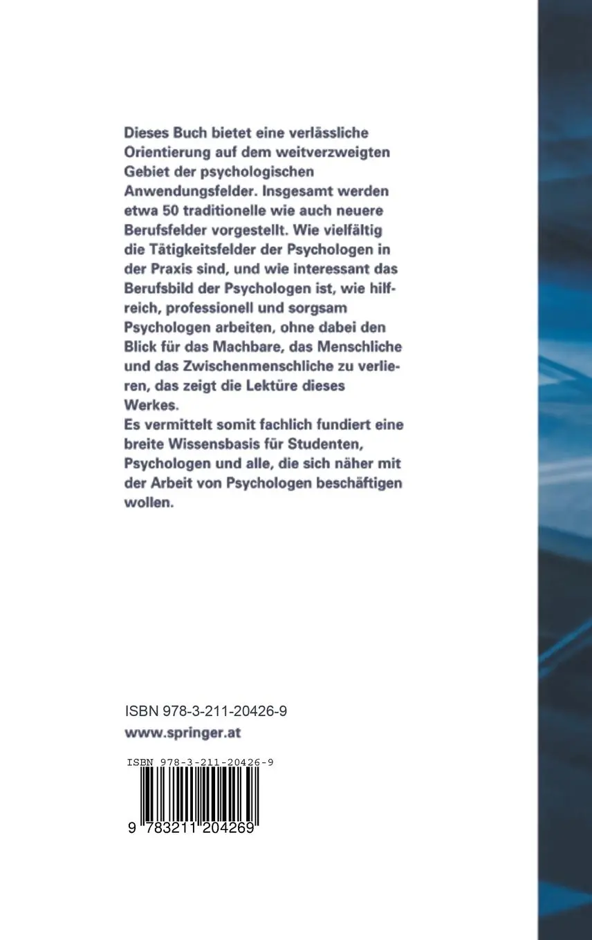 Rückseite: 9783211204269 | Die Praxis der Psychologie | Ein Karriereplaner | Gerda Mehta | Buch