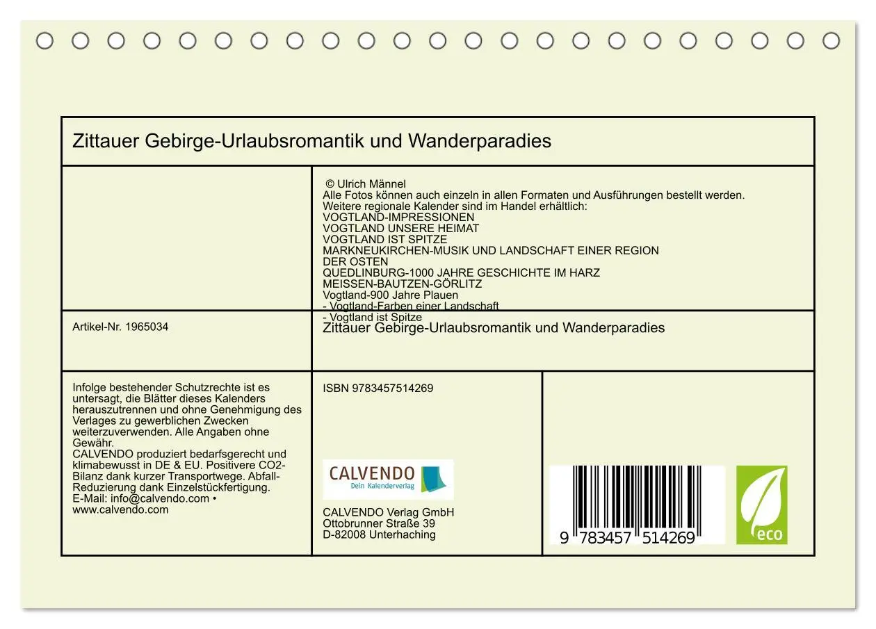 Bild: 9783457514269 | Zittauer Gebirge-Urlaubsromantik und Wanderparadies (Tischkalender...