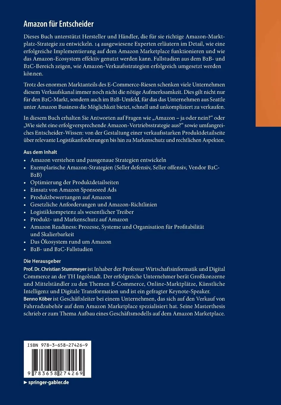 Rückseite: 9783658274269 | Amazon für Entscheider | Benno Köber (u. a.) | Taschenbuch | xxxi