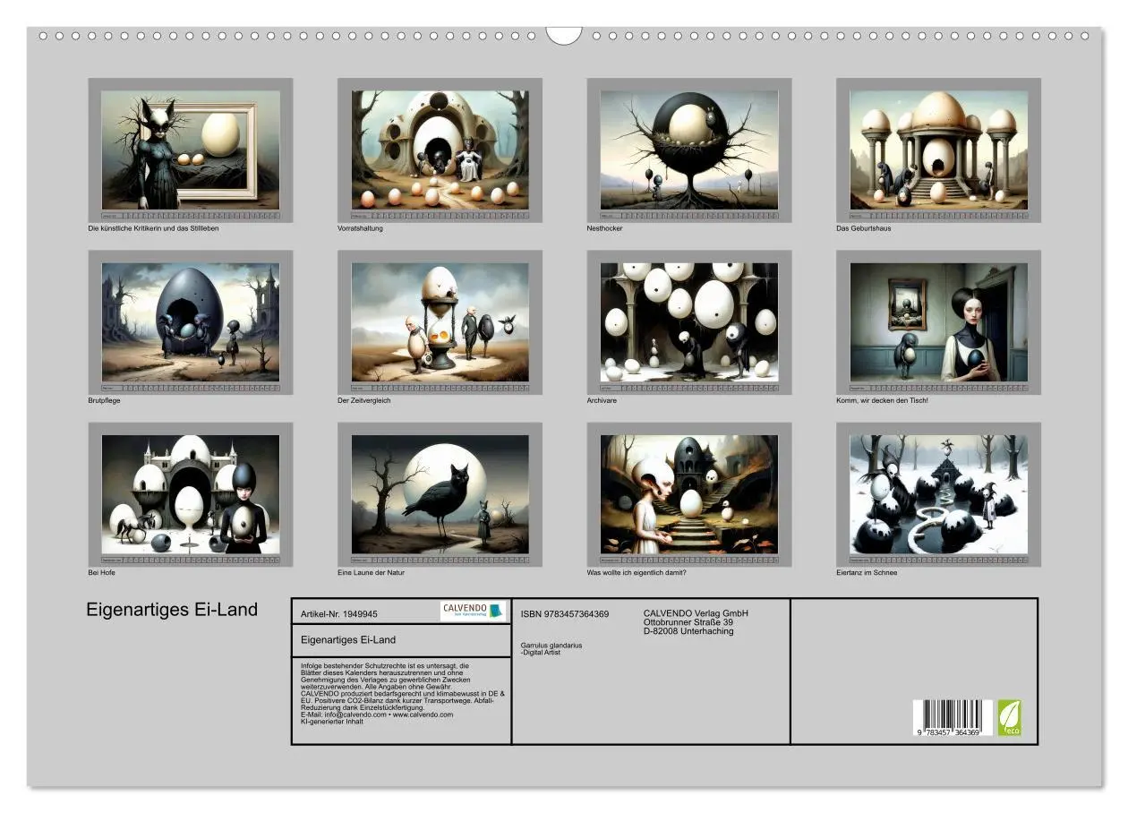 Bild: 9783457364369 | Eigenartiges Ei-Land (Wandkalender 2026 DIN A2 quer), CALVENDO...