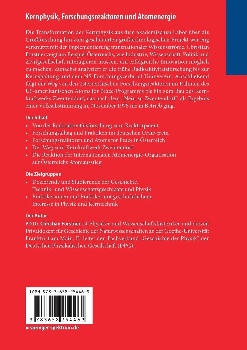 Rückseite: 9783658254469 | Kernphysik, Forschungsreaktoren und Atomenergie | Christian Forstner