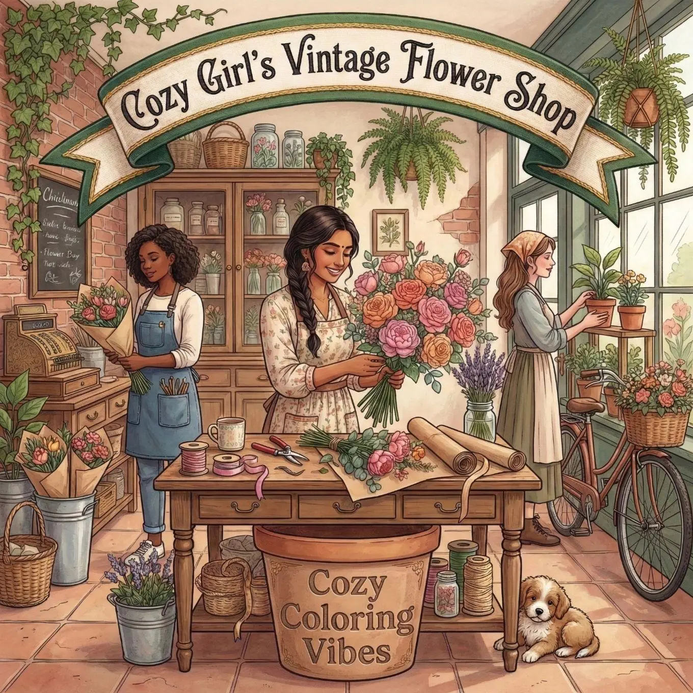 Cover: 9781965964569 | Cozy Girl's Vintage Flower Shop | Cozy Coloring Vibes | Taschenbuch
