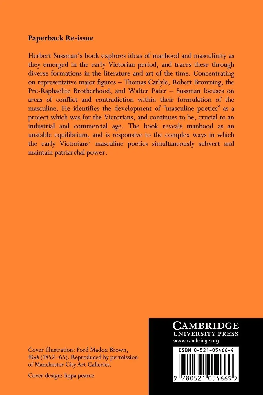 Rückseite: 9780521054669 | Victorian Masculinities | Herbert Sussman | Taschenbuch | Englisch