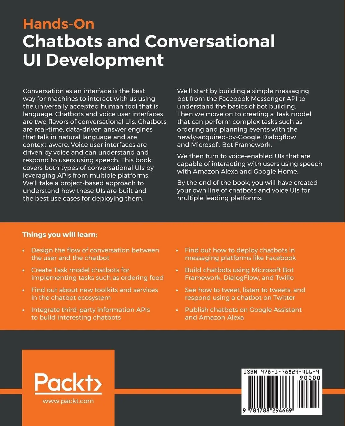 Rückseite: 9781788294669 | Hands-On Chatbots and Conversational UI Development | Janarthanam