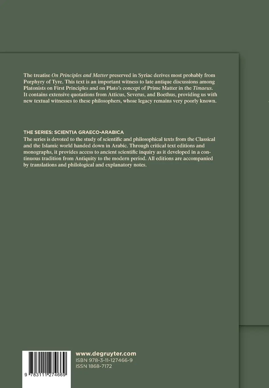 Rückseite: 9783111274669 | Porphyry, ¿On Principles and Matter¿ | Porphyry (u. a.) | Taschenbuch