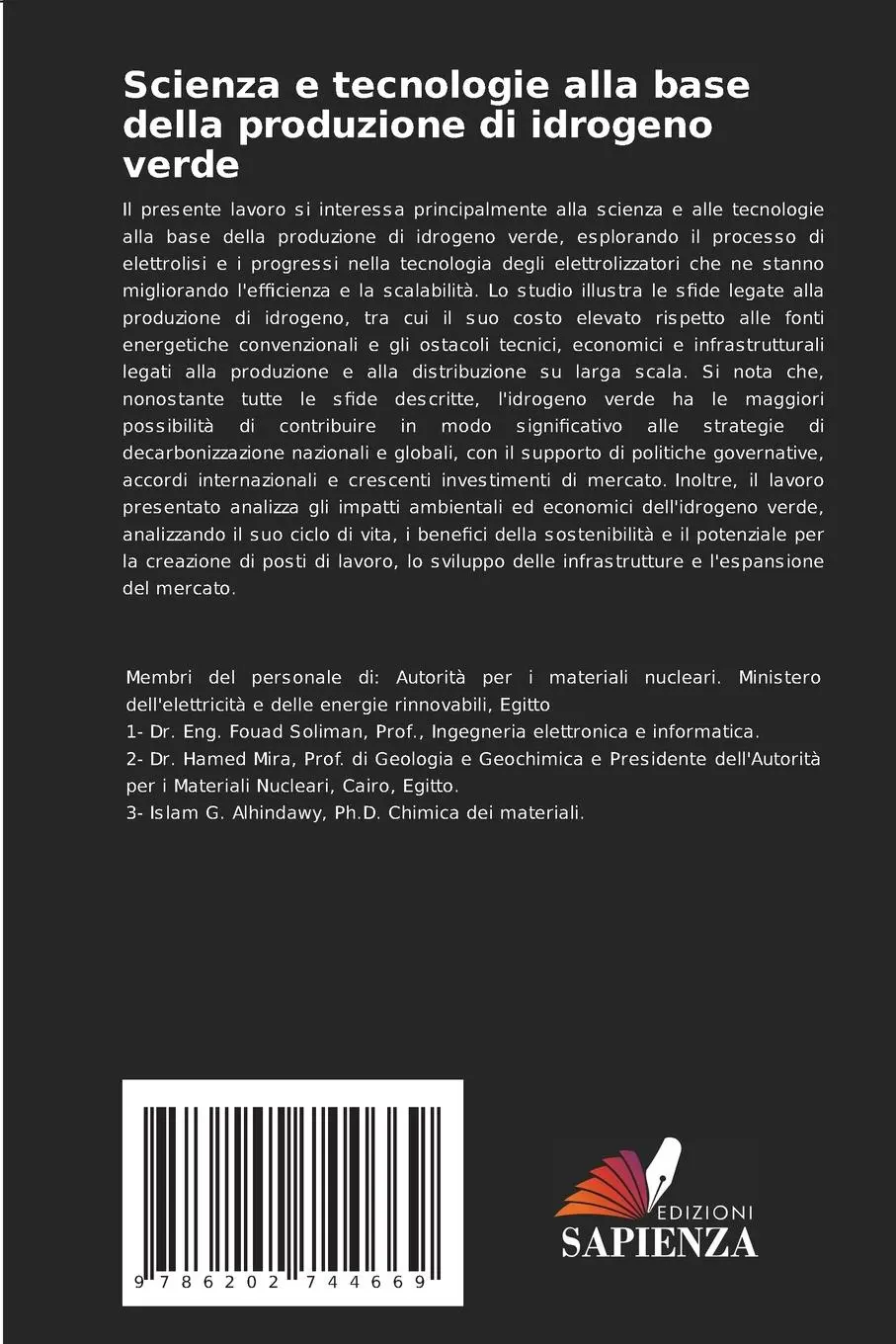 Rückseite: 9786202744669 | Scienza e tecnologie alla base della produzione di idrogeno verde