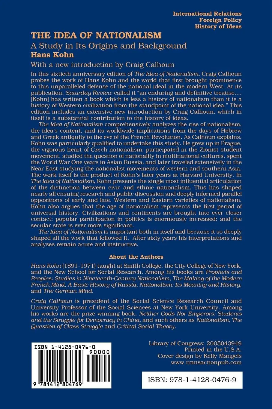 Rückseite: 9781412804769 | The Idea of Nationalism | A Study in Its Origins and Background | Kohn