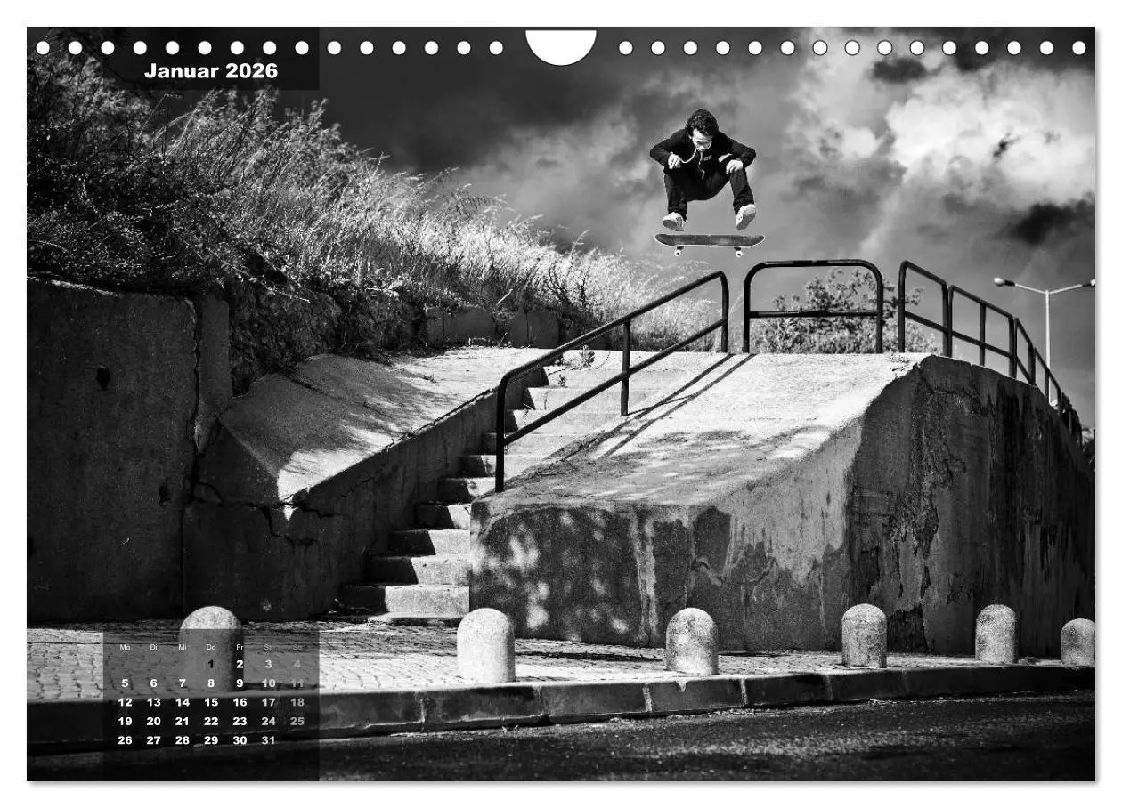Bild: 9783516104769 | Skateboarden in Schwarz-Weiß (Wandkalender 2026 DIN A4 quer),...