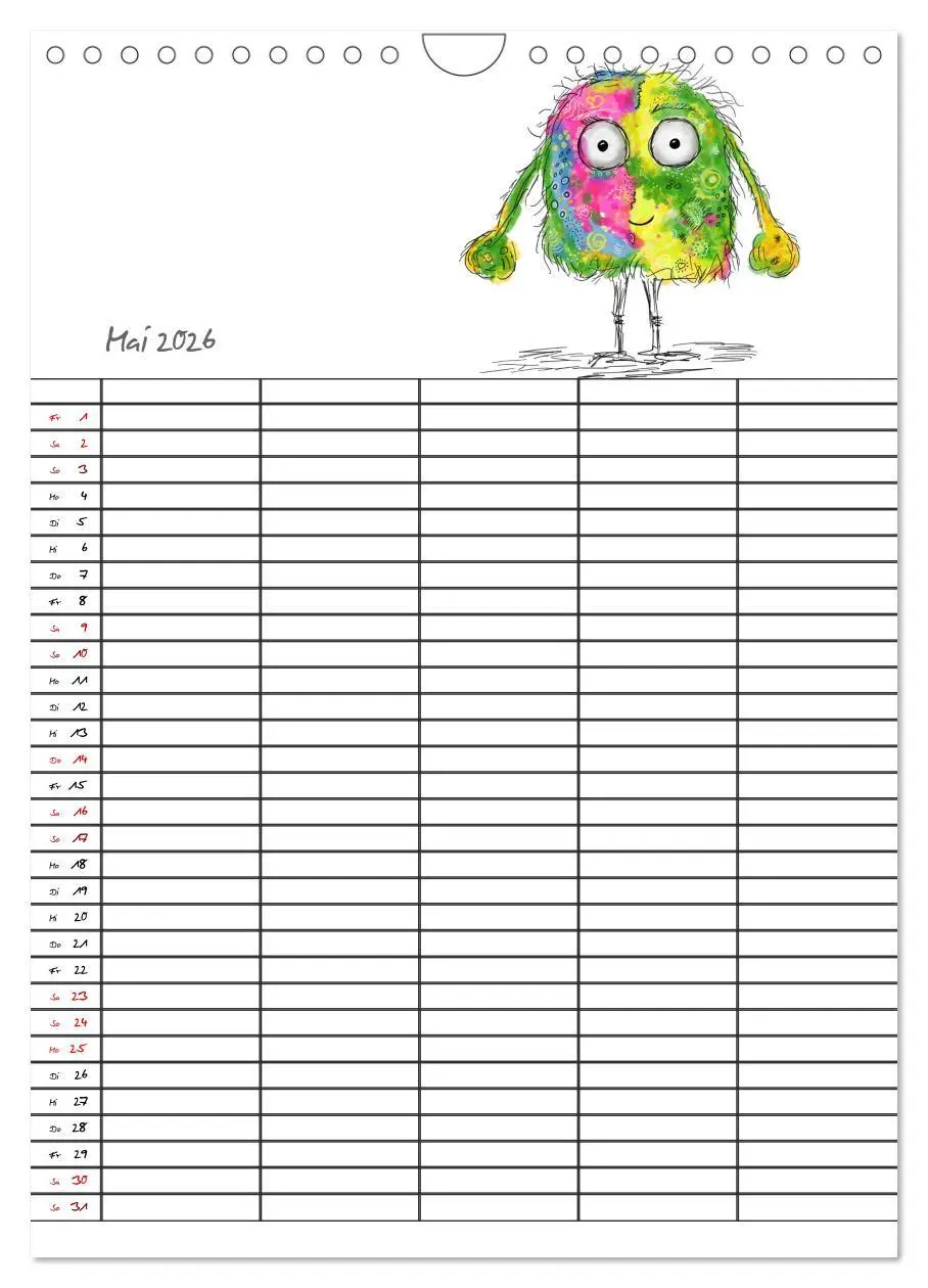 Bild: 9783516414769 | Bunte Freunde (Wandkalender 2026 DIN A4 hoch), CALVENDO Monatskalender
