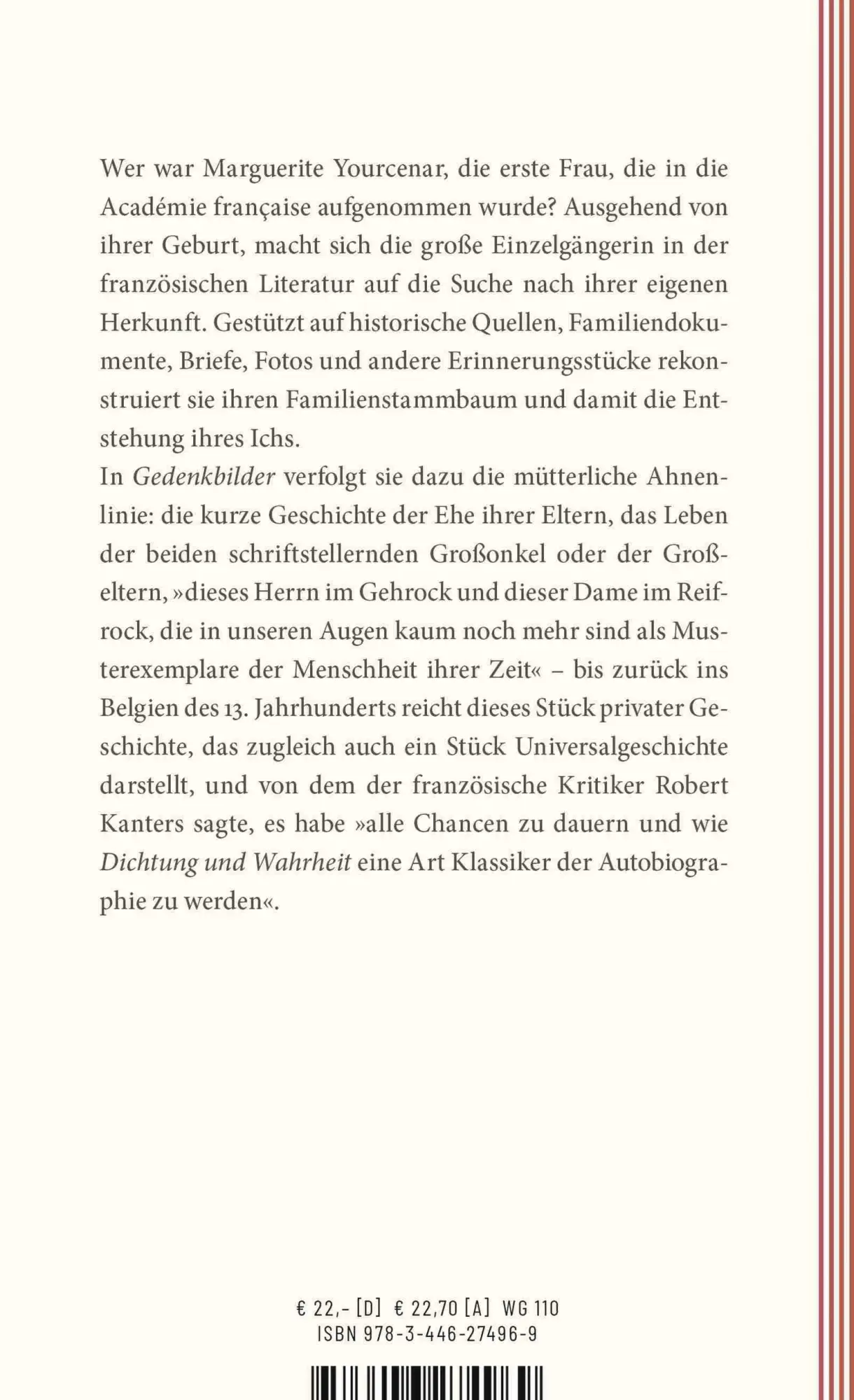 Bild: 9783446274969 | Gedenkbilder | Eine Familiengeschichte | Marguerite Yourcenar | Buch