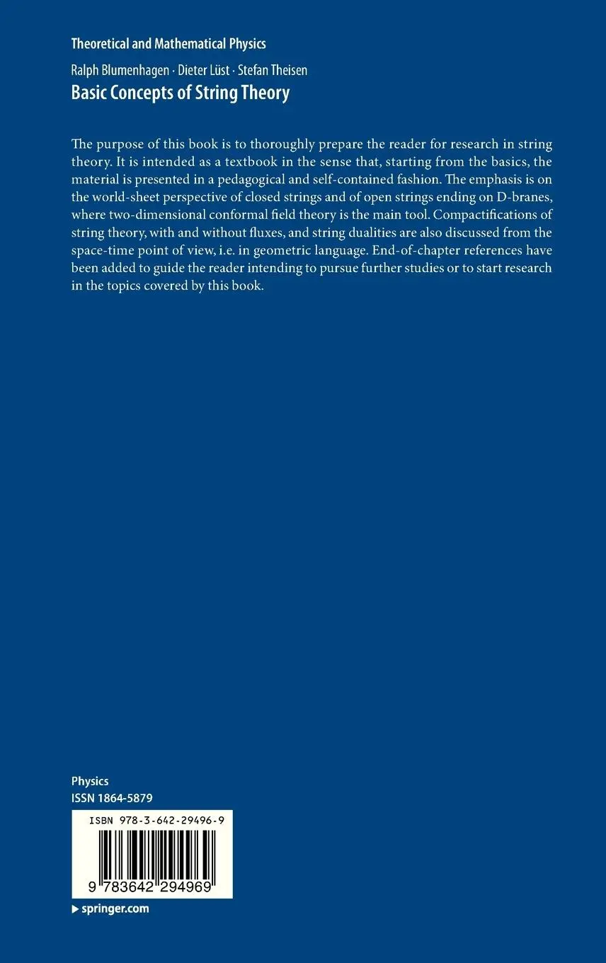 Rückseite: 9783642294969 | Basic Concepts of String Theory | Ralph Blumenhagen (u. a.) | Buch