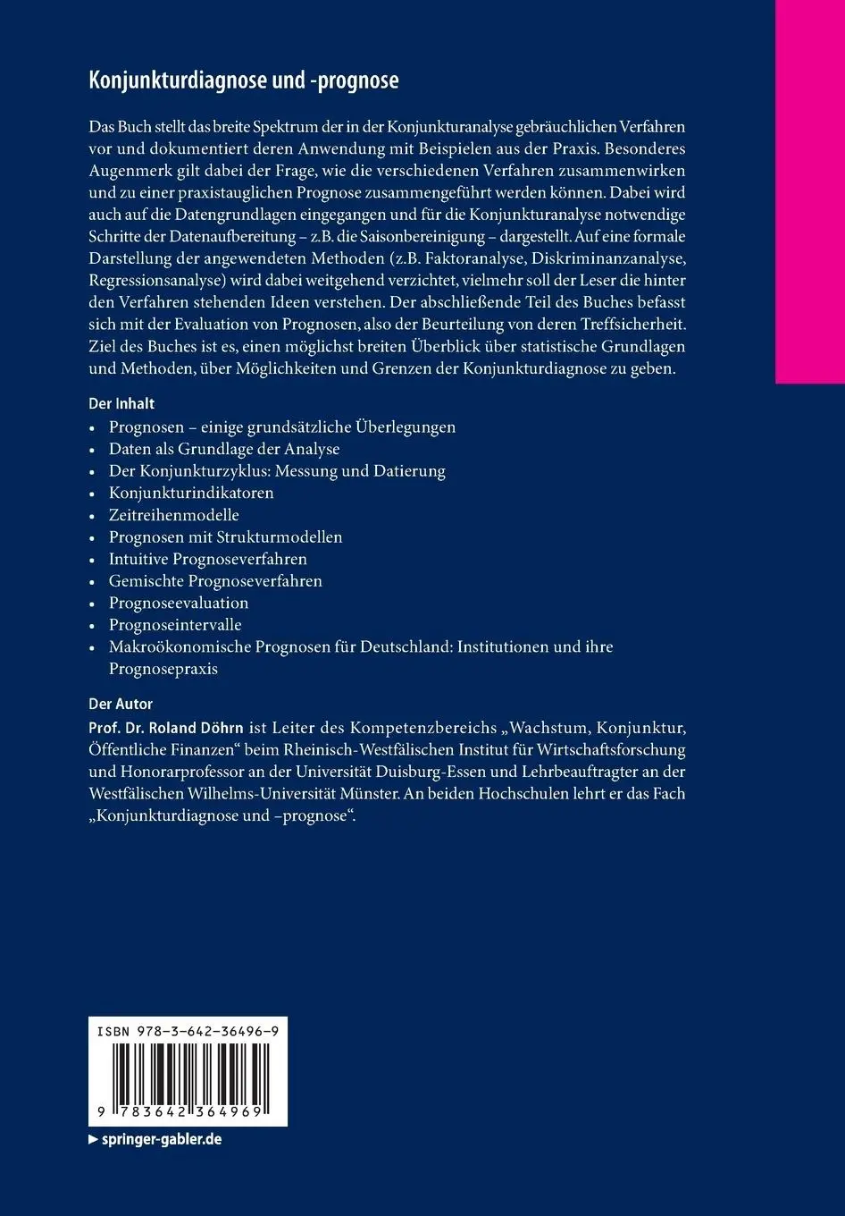 Rückseite: 9783642364969 | Konjunkturdiagnose und -prognose | Roland Döhrn | Taschenbuch | ix