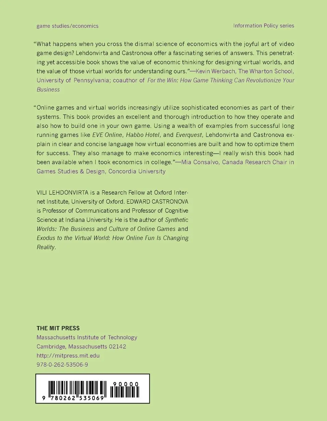 Rückseite: 9780262535069 | Virtual Economies | Design and Analysis | Vili Lehdonvirta (u. a.)