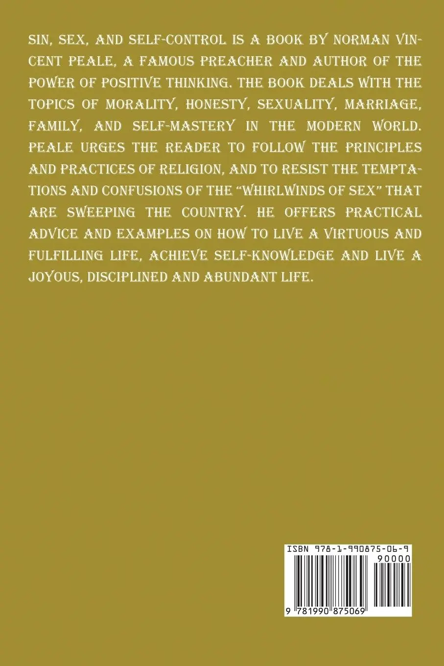 Rückseite: 9781990875069 | Sin, Sex and Self-Control | Norman Vincent Peale | Taschenbuch | 2024
