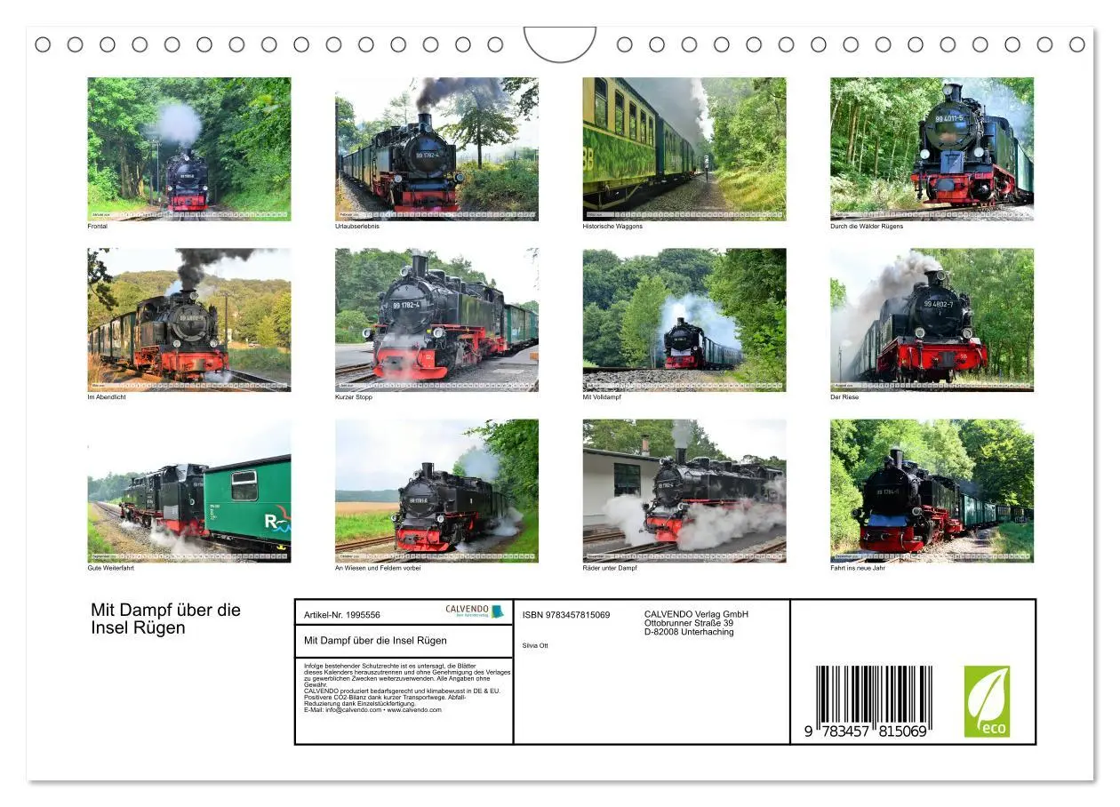 Bild: 9783457815069 | Mit Dampf über die Insel Rügen (Wandkalender 2026 DIN A4 quer),...