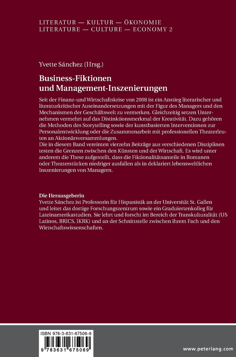 Rückseite: 9783631675069 | Business-Fiktionen und Management-Inszenierungen | Yvette Sánchez