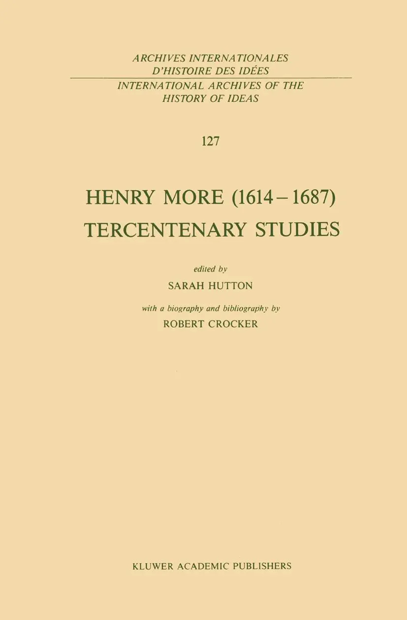 Cover: 9789401075169 | Henry More (1614-1687) Tercentenary Studies | S. Hutton | Taschenbuch