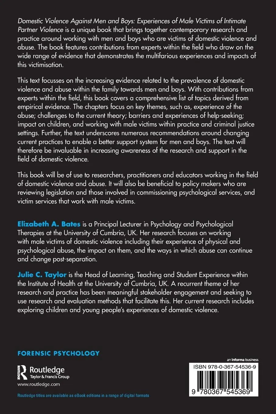 Rückseite: 9780367545369 | Domestic Violence Against Men and Boys | Elizabeth A. Bates (u. a.)