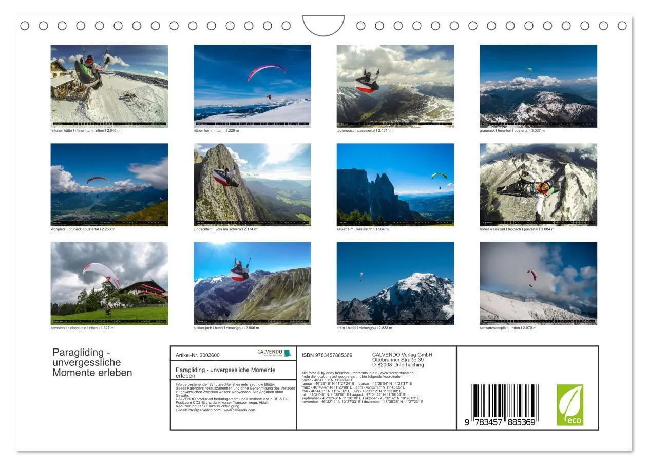 Bild: 9783457885369 | Paragliding - unvergessliche Momente erleben (Wandkalender 2026 DIN...