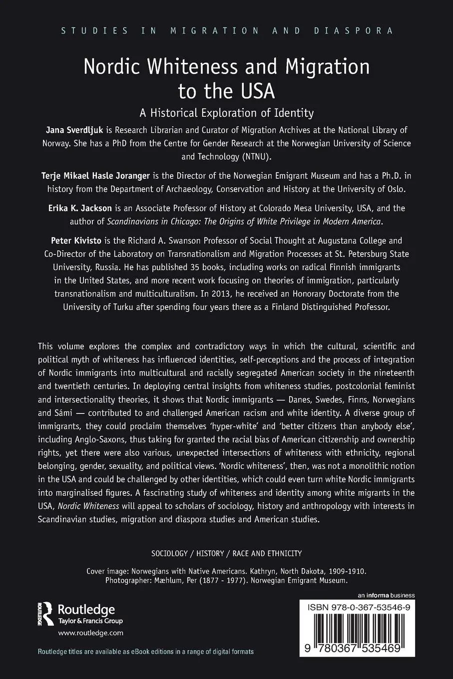 Rückseite: 9780367535469 | Nordic Whiteness and Migration to the USA | Jana Sverdljuk (u. a.)