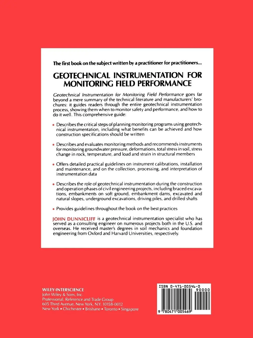 Rückseite: 9780471005469 | Geotechnical Instrumentation for Monitoring Field Performance | Buch