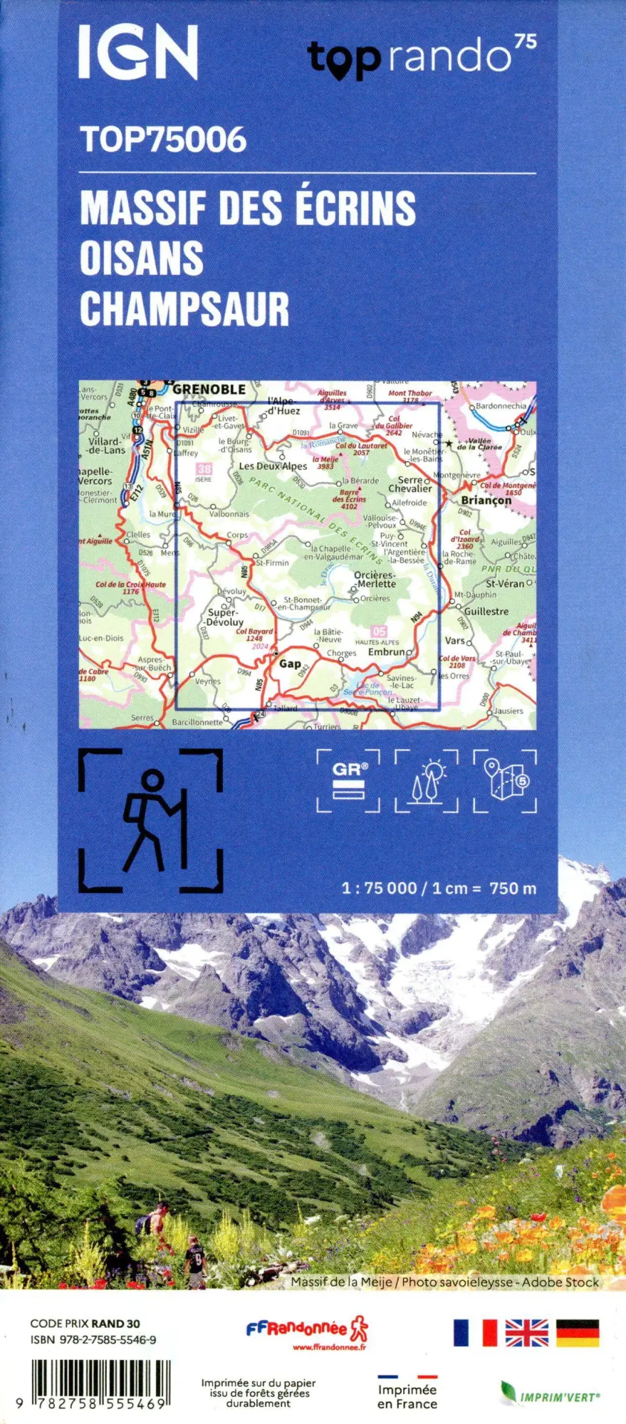 Bild: 9782758555469 | Massif des Ecrins - Oisans Chamsaur | 1:75000 | (Land-)Karte | 2024