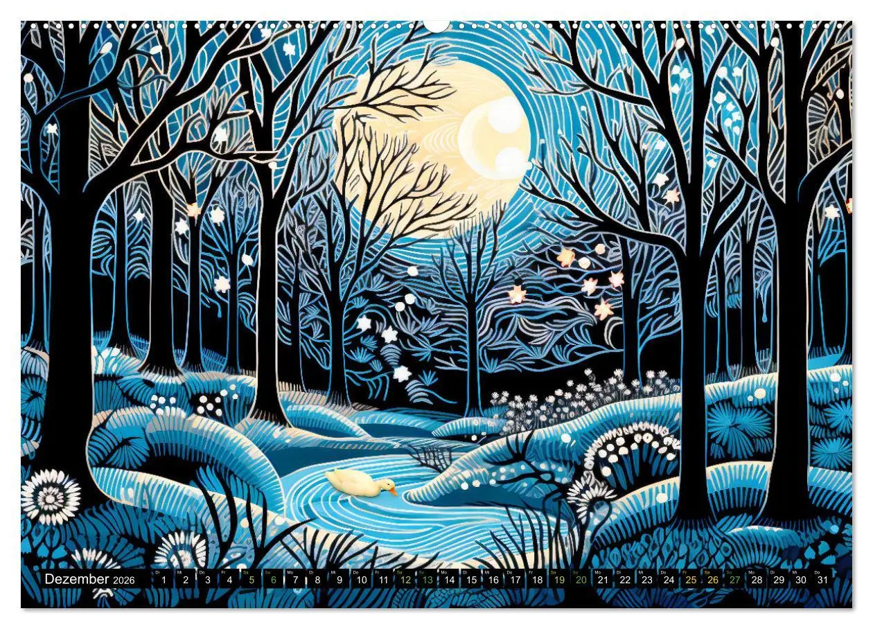 Bild: 9783457495469 | Abstrakter Wald - Jahreszeiten in bunten Linolschnitten...