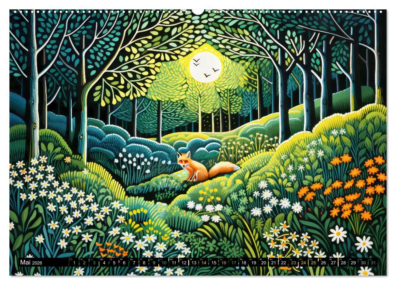 Bild: 9783457495469 | Abstrakter Wald - Jahreszeiten in bunten Linolschnitten...